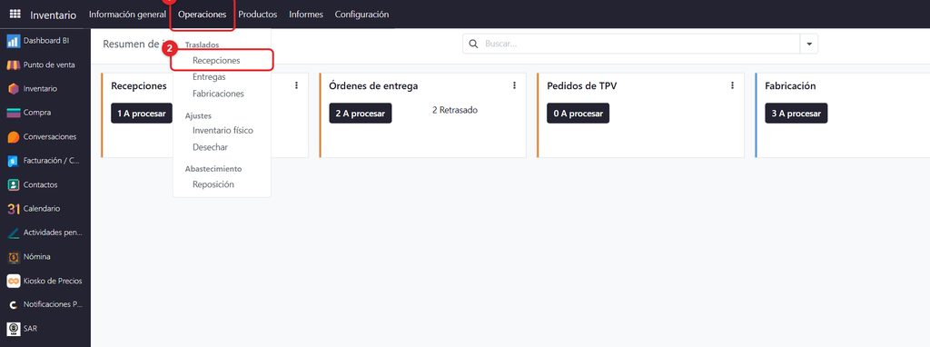 Paso 1 - Abrir Recepciones - Cómo ingresar productos desde Recepciones