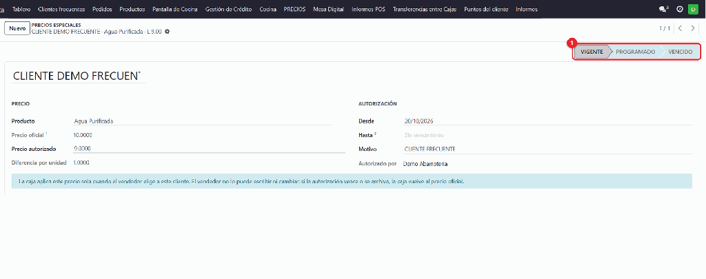 Paso 3 - Guardar - Cómo autorizar un precio especial a un cliente