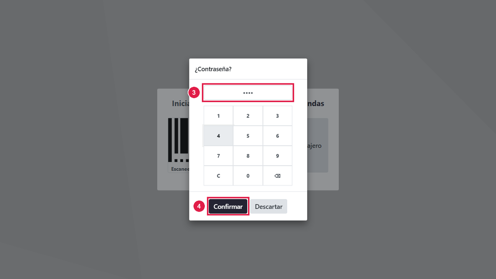 Paso 3 - Escriba su PIN - Cómo abrir caja en el punto de venta