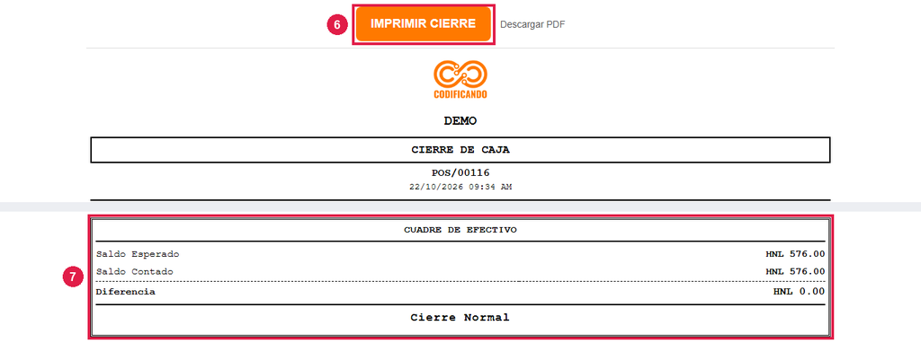 Paso 4 - Imprima el reporte de cierre - Cómo cerrar caja y hacer el arqueo