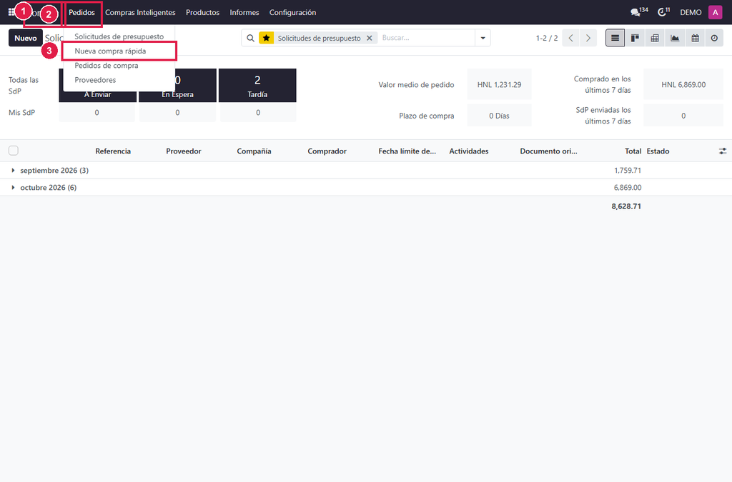 Paso 1 - Abra Nueva compra rápida - Cómo registrar una nueva compra