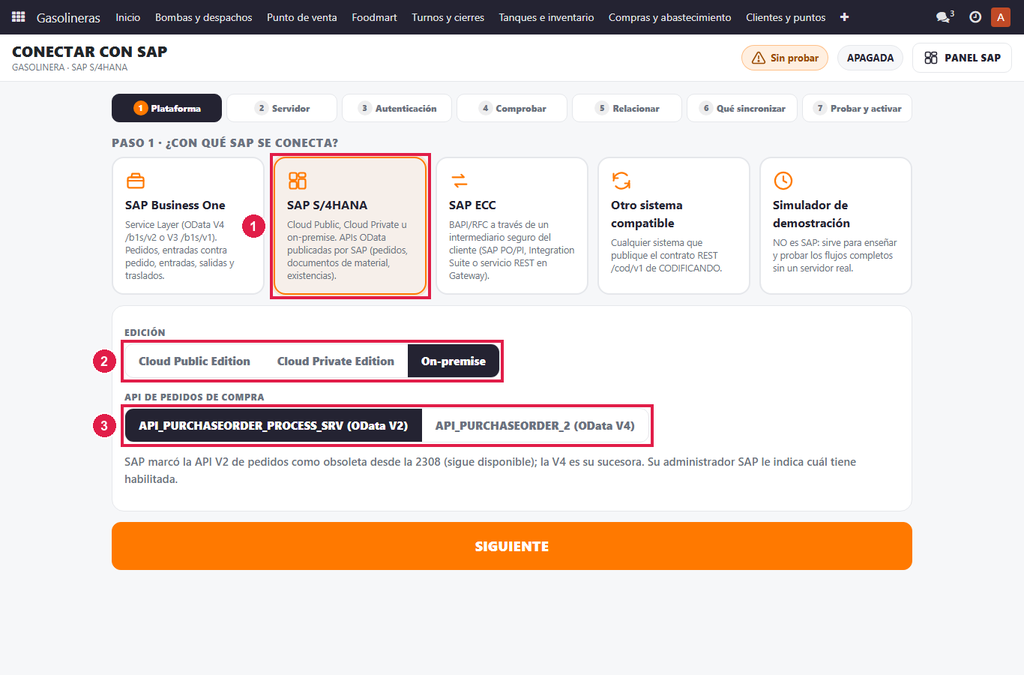 Paso 1 - Elija S/4HANA - SAP S/4HANA: datos que necesita y conexión
