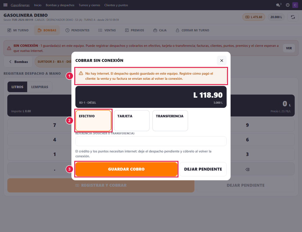 Paso 1 - Cobre sin conexión - Cómo vender sin internet