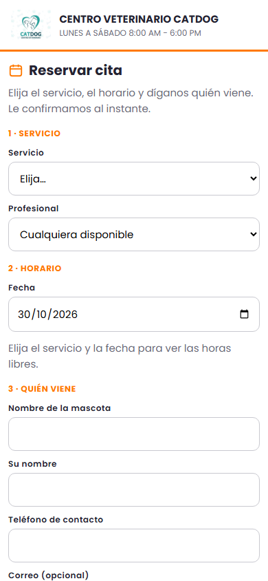 Paso 2 - Elegir hora y datos - Cómo reserva un cliente por el enlace público