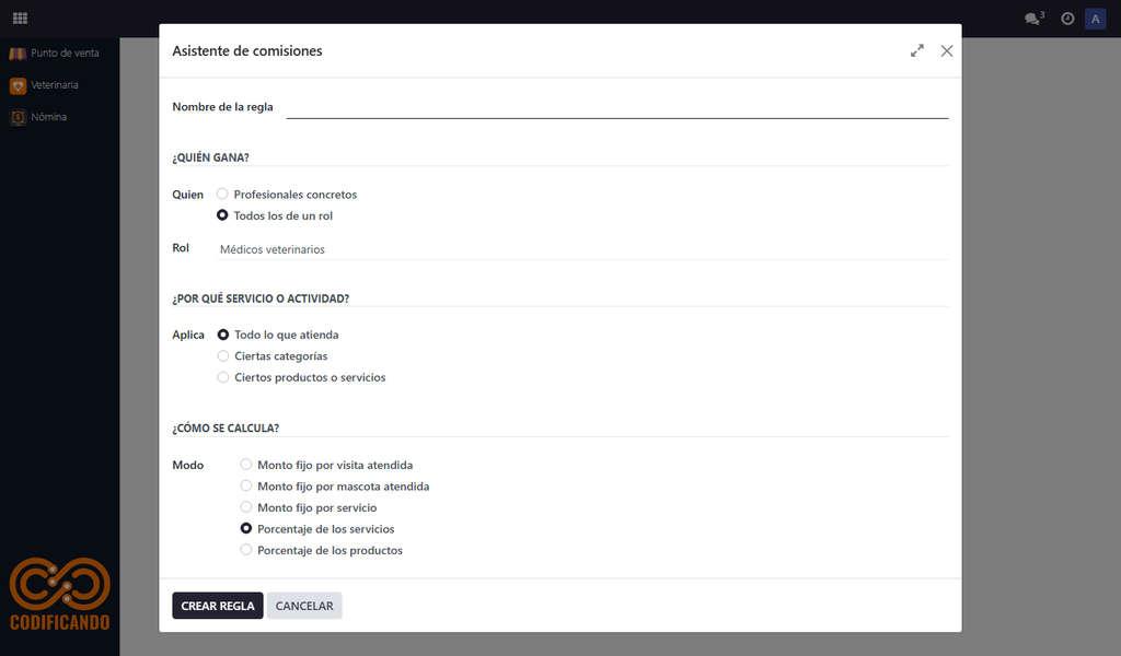 Paso 1 - Asistente - Cómo crear una regla de comisión y liquidarla
