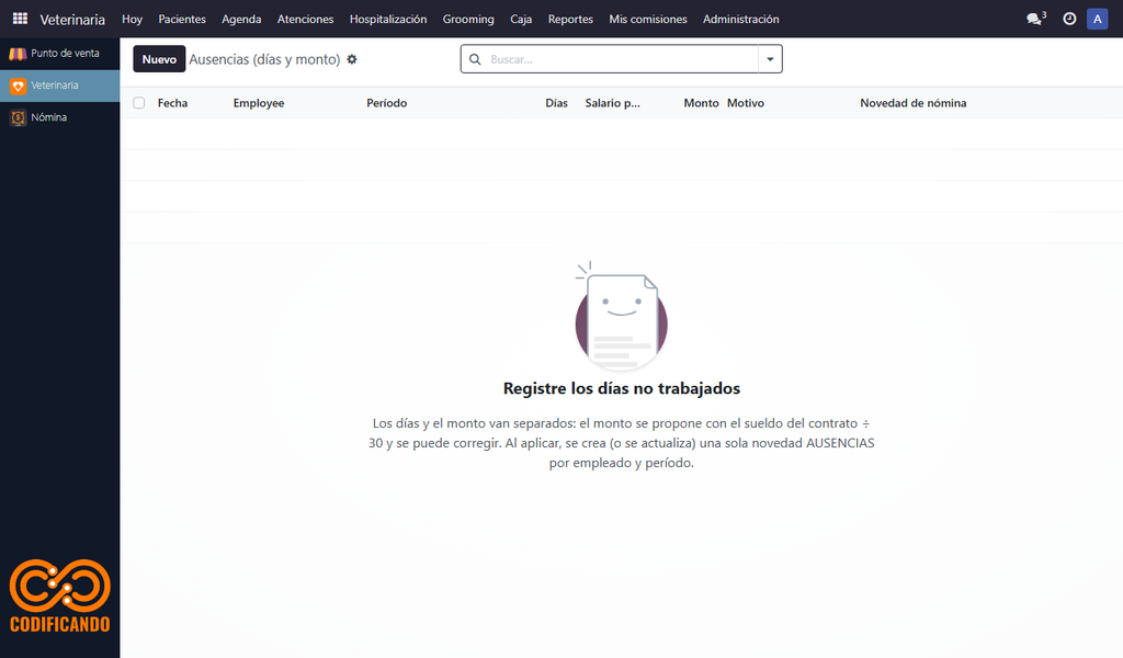 Paso 1 - Ausencia - Cómo registrar ausencias y el catorceavo en la nómina