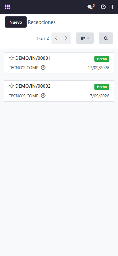 Recibir con lote y fecha (móvil)