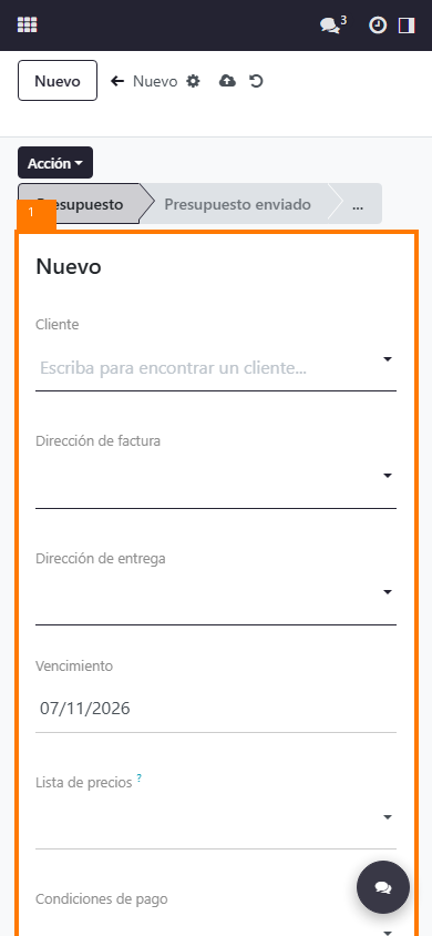 Crear una cotización (móvil)