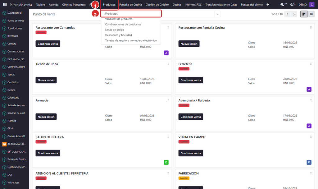 Paso 1 - Entrar a la lista de productos - Cómo convertir en combinación (combo) un producto que ya existe