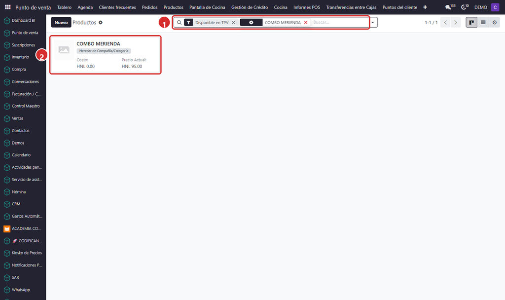 Paso 2 - Buscar el producto que quiere convertir - Cómo convertir en combinación (combo) un producto que ya existe