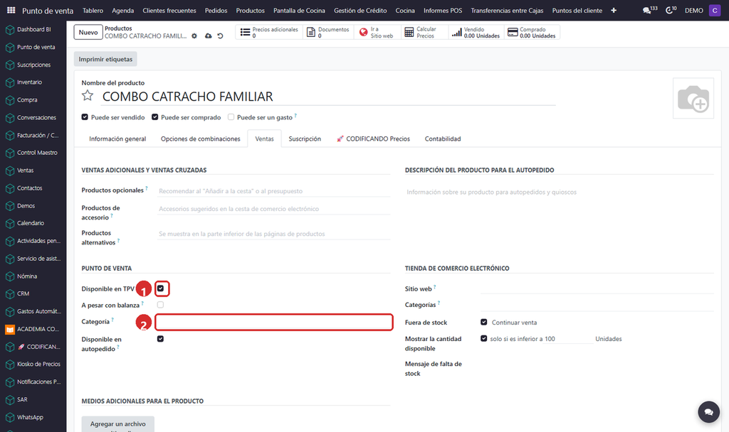 Paso 4 - Que aparezca en la caja - Cómo crear desde cero un producto con combinación (combo)