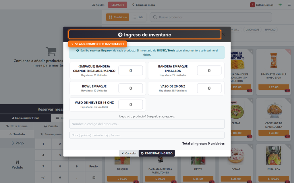 Paso 5 - Reconocer la ventana - Cómo ingresar productos que llegan a la sucursal, desde la caja