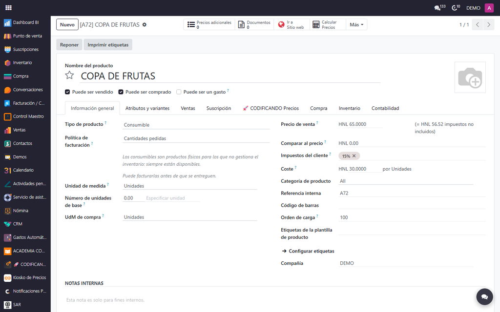 Paso 5 - Abrir el producto - Cómo hacer que el producto pregunte opciones al cajero (sabores, salsas, mieles)